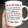 Happy Father's Day To My Dearest Son, Love And Devotion, Hearts And Cityscape - Personalized Custom Coffee Mug - SON034_MG Happy Father's Day To My Dearest Son, Love And Devotion, Hearts And Cityscape - Personalized Custom Coffee Mug - SON034_MG
