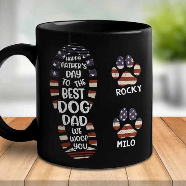 Happy Father's Day To The Best Dog Dad - Gift For Dad - Personalized Black Mug Happy Father's Day To The Best Dog Dad - Gift For Dad - Personalized Black Mug