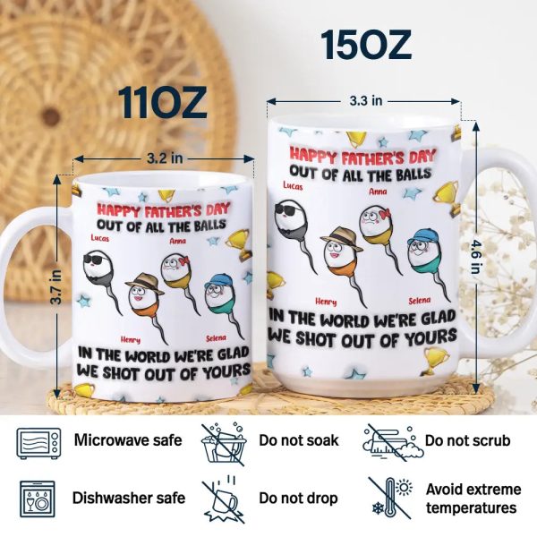 Happy Father's Day Your Swimming Champion - 3D Inflated Effect Printed Mug, Personalized White Edge-to-Edge Mug Happy Father's Day Your Swimming Champion - 3D Inflated Effect Printed Mug, Personalized White Edge-to-Edge Mug
