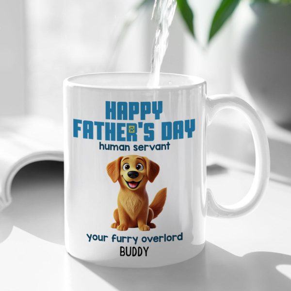 Happy Mother's Day Father's Day Human Servant Cartoon Funny Dogs Blue Tone Personalized Mug