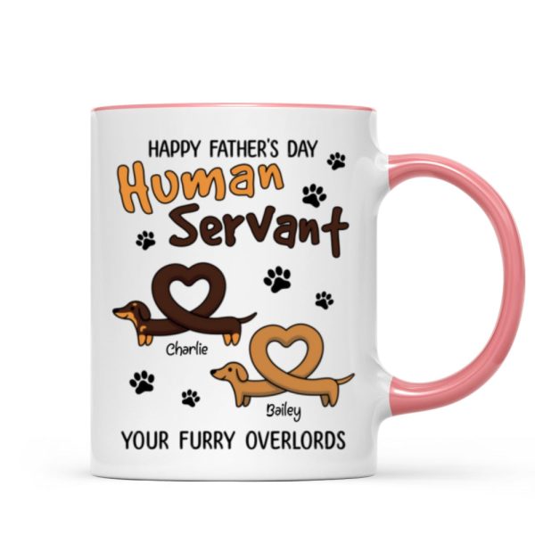 Happy Mother's Day Father's Day Human Servant Dachshund Hearts Personalized Mug