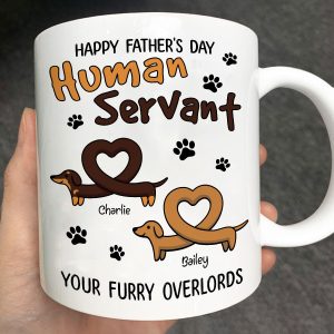 Happy Mother's Day Father's Day Human Servant Dachshund Hearts Personalized Mug
