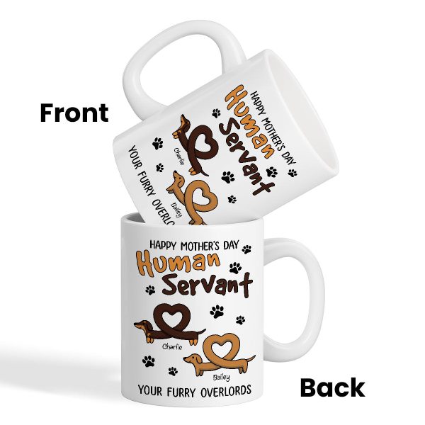 Happy Mother's Day Father's Day Human Servant Dachshund Hearts Personalized Mug