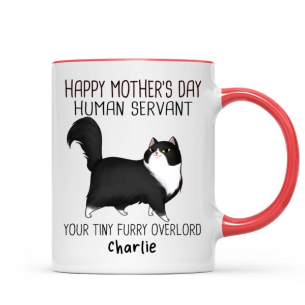 Happy Mother's Day Human Servant Cartoon Walking Cat Personalized Mug Happy Mother's Day Human Servant Cartoon Walking Cat Personalized Mug