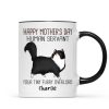 Happy Mother's Day Human Servant Cartoon Walking Cat Personalized Mug Happy Mother's Day Human Servant Cartoon Walking Cat Personalized Mug