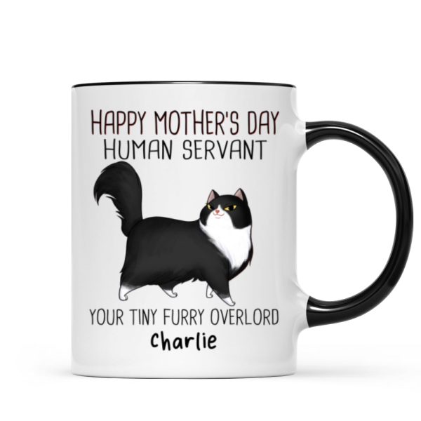 Happy Mother's Day Human Servant Cartoon Walking Cat Personalized Mug Happy Mother's Day Human Servant Cartoon Walking Cat Personalized Mug
