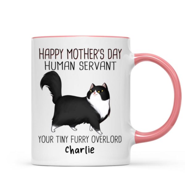Happy Mother's Day Human Servant Cartoon Walking Cat Personalized Mug Happy Mother's Day Human Servant Cartoon Walking Cat Personalized Mug