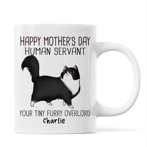 Happy Mother's Day Human Servant Cartoon Walking Cat Personalized Mug Happy Mother's Day Human Servant Cartoon Walking Cat Personalized Mug