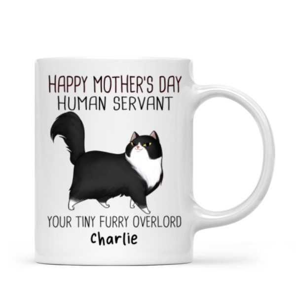 Happy Mother's Day Human Servant Cartoon Walking Cat Personalized Mug Happy Mother's Day Human Servant Cartoon Walking Cat Personalized Mug