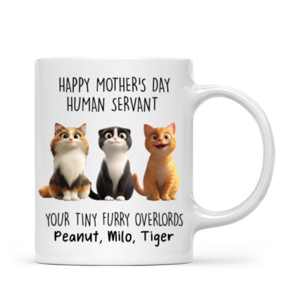 Happy Mother's Day Human Servant Personalized Mug, Funny Gift for Cat Moms
