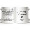 Happy Retirement Our New Benefits Package With Beach Chair And Palm Trees - Personalized Custom Coffee Mug - RETIRE031_MG