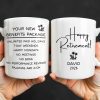 Happy Retirement Our New Benefits Package With Beach Chair And Palm Trees - Personalized Custom Coffee Mug - RETIRE031_MG