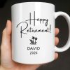 Happy Retirement Our New Benefits Package With Beach Chair And Palm Trees - Personalized Custom Coffee Mug - RETIRE031_MG