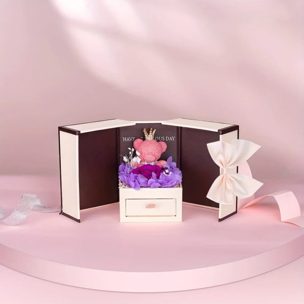 Heartbeat Pendant Necklace with Teddy Bear and Rose Gift Box Heartbeat Pendant Necklace with Teddy Bear and Rose Gift Box