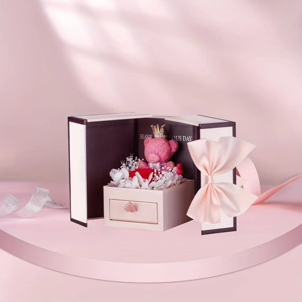 Heartbeat Pendant Necklace with Teddy Bear and Rose Gift Box Heartbeat Pendant Necklace with Teddy Bear and Rose Gift Box