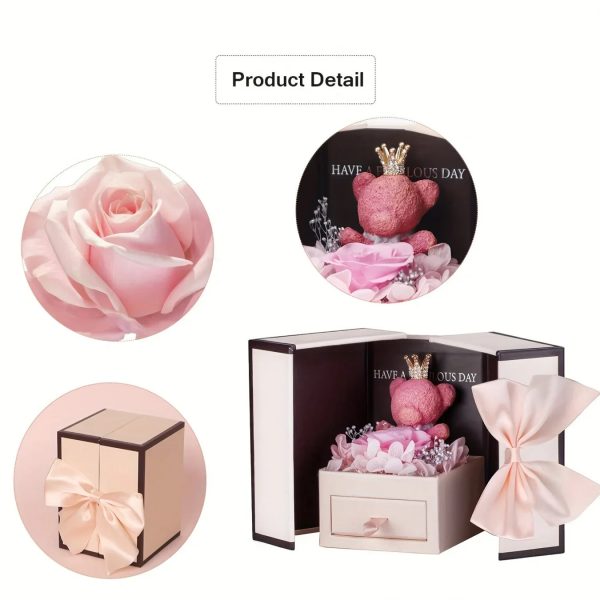 Heartbeat Pendant Necklace with Teddy Bear and Rose Gift Box Heartbeat Pendant Necklace with Teddy Bear and Rose Gift Box