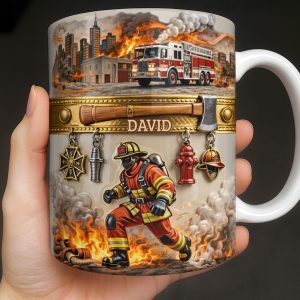 Heroic Firefighter Scene Personalized Coffee Mug - Personalized Custom Coffee Mug - FIF051_MG