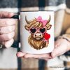 Highland Cow Faux-Yarn Valentine Personalized Mug, Cute Knit Coquette Gift with Custom Name Highland Cow Faux-Yarn Valentine Personalized Mug, Cute Knit Coquette Gift with Custom Name