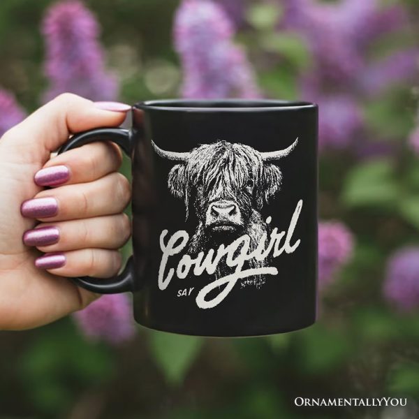 Highland Cow Vintage Cowgirl Personalized Mug, Western Country Gift with Custom Name Highland Cow Vintage Cowgirl Personalized Mug, Western Country Gift with Custom Name