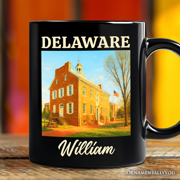 Historic Delaware Old State House Personalized Mug, Colonial Landmark Gift and Mid-Atlantic Souvenir with Custom Name Historic Delaware Old State House Personalized Mug, Colonial Landmark Gift and Mid-Atlantic Souvenir with Custom Name
