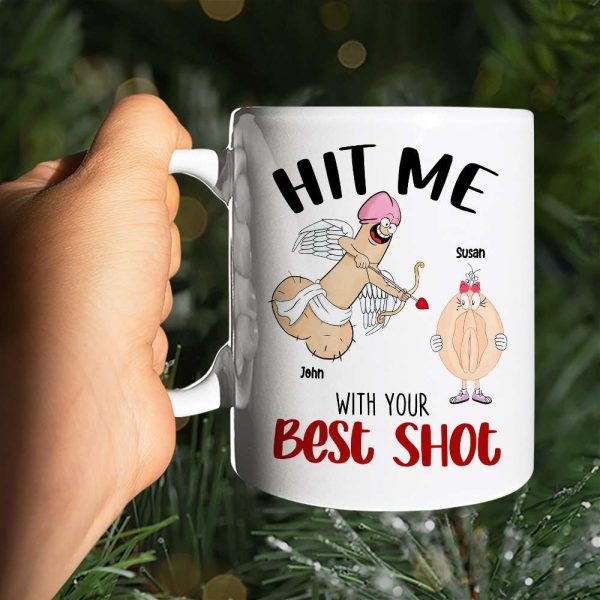 Hit Me With Your Best Shot, Valentine Funny Couple White Mug Hit Me With Your Best Shot, Valentine Funny Couple White Mug