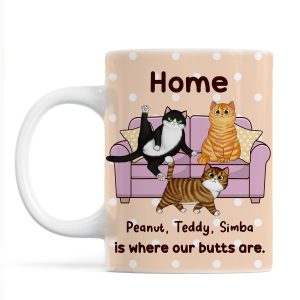 Home Is Where My Butt Is Funny Fluffy Cat Personalized Mug