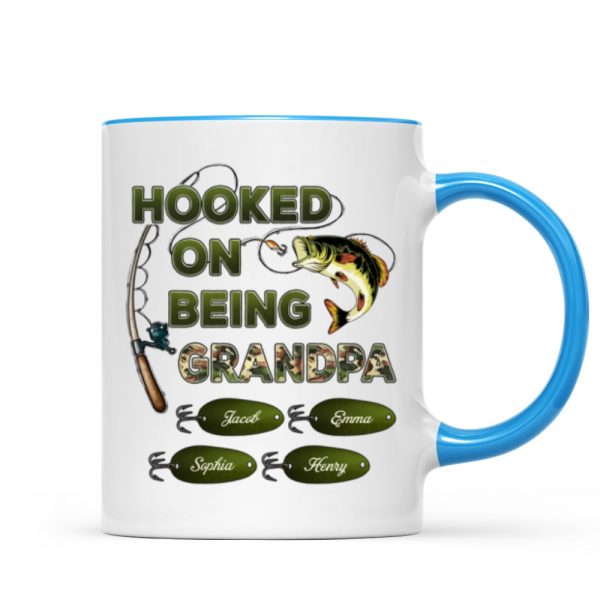 Hooked On Being Grandpa Fishing Camouflage Personalized Mug