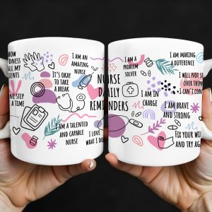 How Nurses Heal: One Step At A Time, Daily Nurse Reminders, Stethoscope, Capsule - Personalized Custom Coffee Mug - NUR012_MG