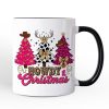 Howdy Pink Christmas Western Christmas Personalized Mug, Leopard Print Retro Holiday Gift with Custom Name