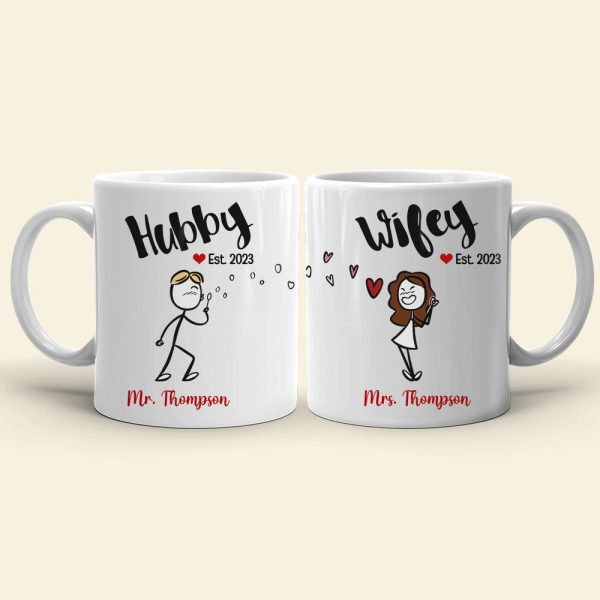 Hubby Wifey - Personalized Couple Mug Set - Gift For Couple Hubby Wifey - Personalized Couple Mug Set - Gift For Couple