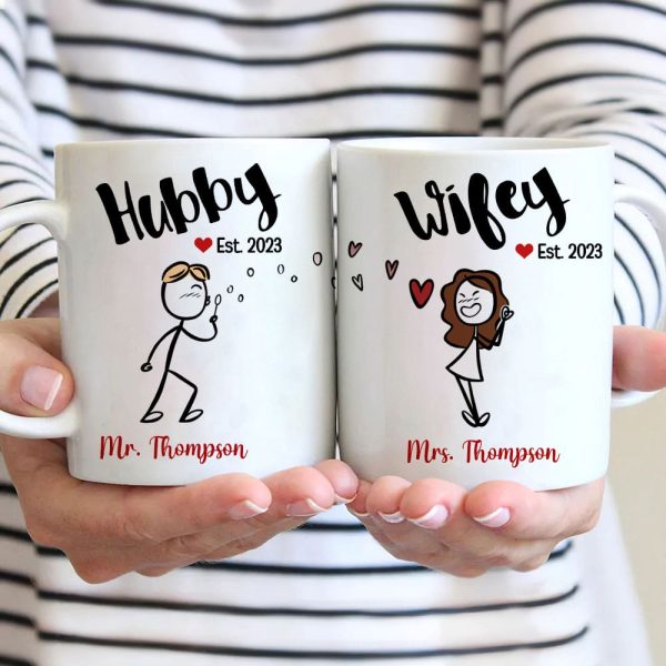 Hubby Wifey - Personalized Couple Mug Set - Gift For Couple Hubby Wifey - Personalized Couple Mug Set - Gift For Couple