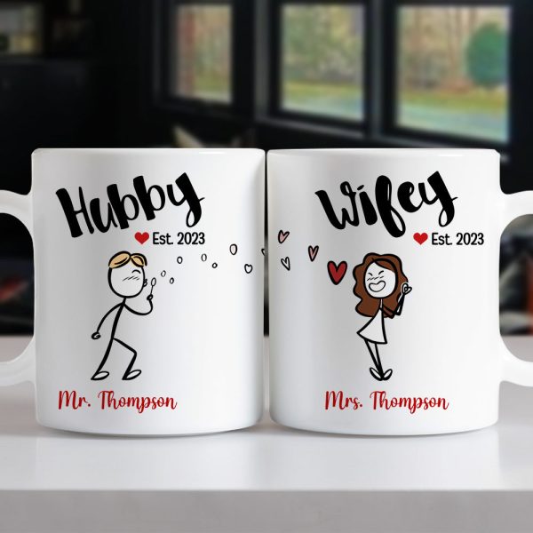 Hubby Wifey - Personalized Couple Mug Set - Gift For Couple Hubby Wifey - Personalized Couple Mug Set - Gift For Couple