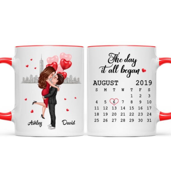 Hugging Couple Together Since Anniversary Date Personalized Mug Hugging Couple Together Since Anniversary Date Personalized Mug