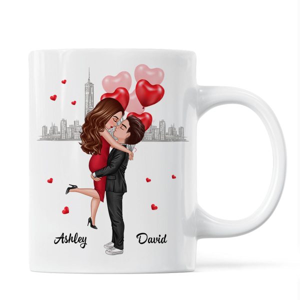 Hugging Couple Together Since Anniversary Date Personalized Mug Hugging Couple Together Since Anniversary Date Personalized Mug