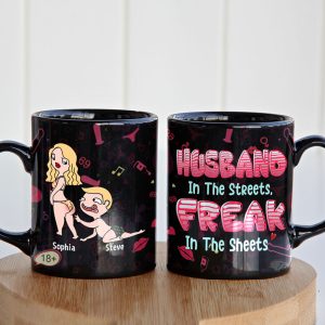 Husband In The Streets Freak In The Sheets - Personalized Funny Couple Coffee Mug - Gift For Couple