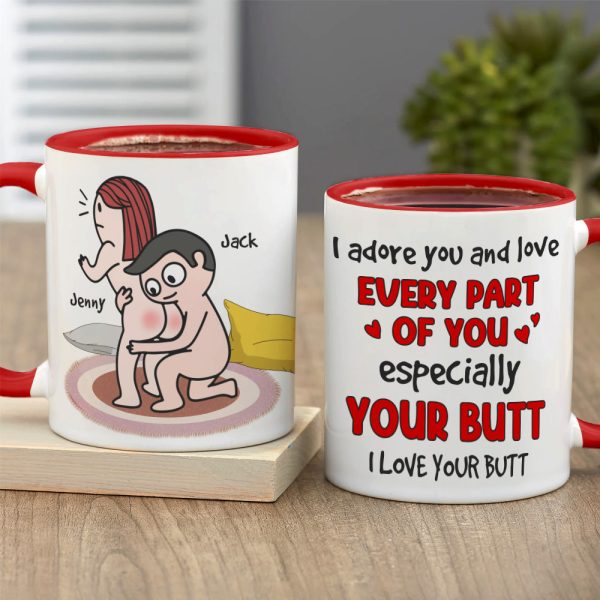 I Adore You And Love Every Part Of You - Personalized Couple Black Mug - Gift For Couple