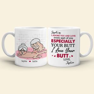 I Adore You and Love Every Part Of You Especially Your Butt Personalized Funny Couple Mug, Gift For Couple