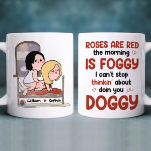 I Can't Stop Thinkin' About Doin You Doggy, Personalized White Mug, Naughty Couple, Gift For Couple