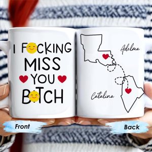 I Effing Miss You So Much With State Outlines Mug - Personalized Custom Coffee Mug - BST134_MG