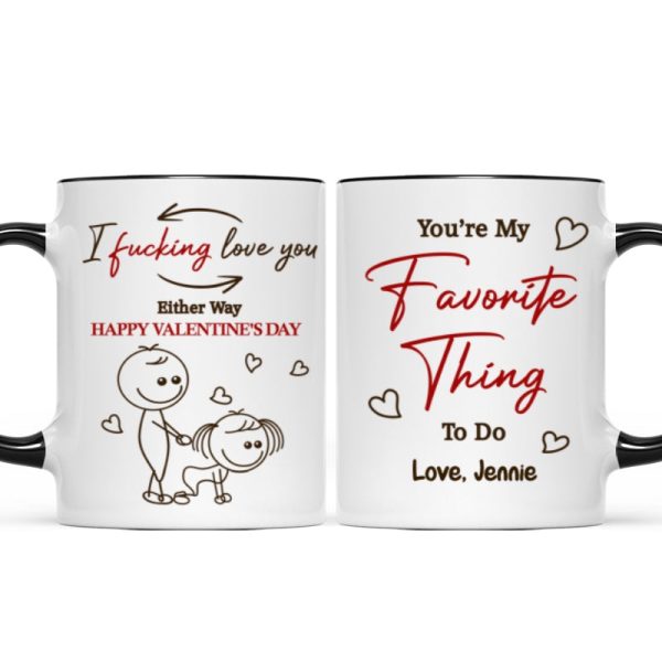 I Fcking Love You Funny Inappropriate Stick Couple - Personalized Mug - Valentine's Day Gift For Him, For Her