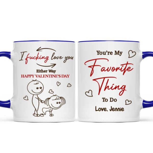 I Fcking Love You Funny Inappropriate Stick Couple - Personalized Mug - Valentine's Day Gift For Him, For Her