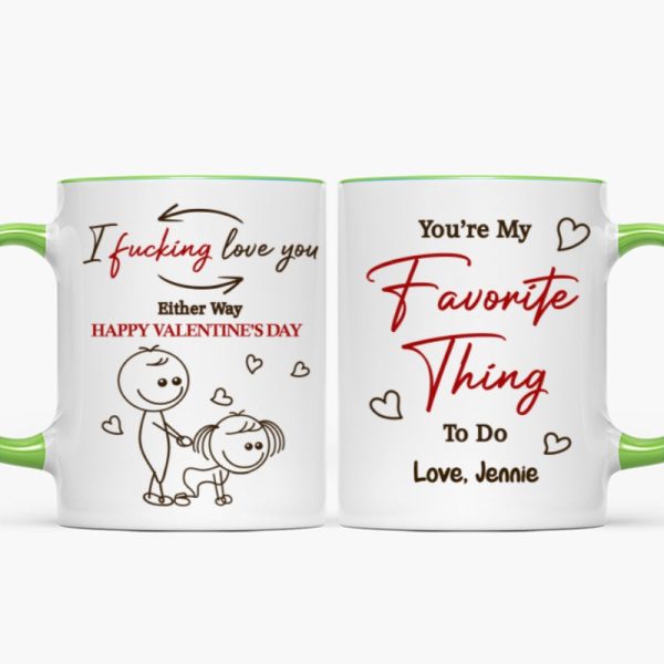 I Fcking Love You Funny Inappropriate Stick Couple - Personalized Mug - Valentine's Day Gift For Him, For Her