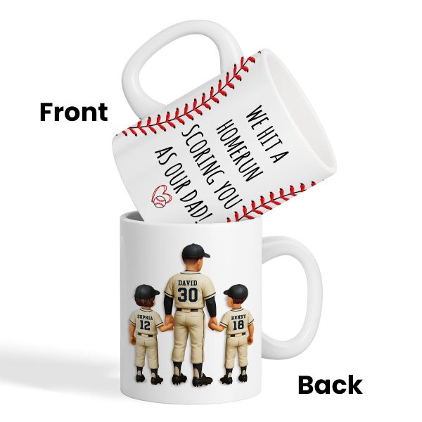 I Hit a Home Run Scoring You as my Dad Personalized Mug, Father's Day Gift for Baseball Dad