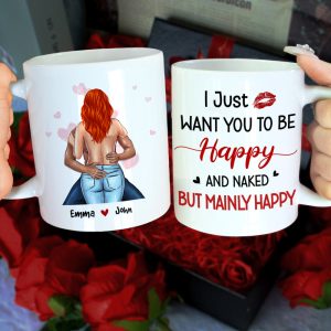 I Just Want To Be Happy, Gift For Couple, Personalized Mug, Funny Couple Mug, Couple Gift