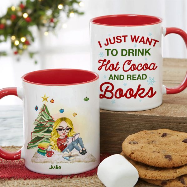I Just Want To Drink Hot Cocoa And Read Books, Gift For Book Lover, Personalized Coffee Mug, Christmas Girl Reading Books Mug, Christmas Gift I Just Want To Drink Hot Cocoa And Read Books, Gift For Book Lover, Personalized Coffee Mug, Christmas Girl Reading Books Mug, Christmas Gift