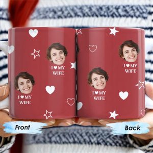 I Love My Wife Personalized Photo Mug With Hearts And Stars - Personalized Custom Coffee Mug - WIF031_MG