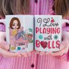 I Love Playing With Balls, Personalized White Mug, Gift for Knitting and Crochet Lovers