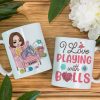 I Love Playing With Balls, Personalized White Mug, Gift for Knitting and Crochet Lovers