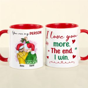 I Love You More The End I Win, Couple Christmas Accent Mug
