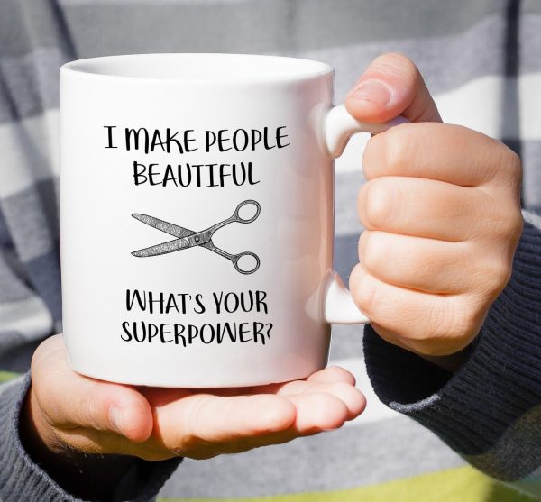 I Make People Beautiful Hairstylist Coffee Mug, Funny Hairdresser Gift for Salon Stylist Barber, Birthday Christmas Gift for Coworker Friend